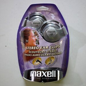 Maxell EC-150 Stereo Ear Clip Headphones Sealed Y2K Silver 3.5mm Over Ear NEW